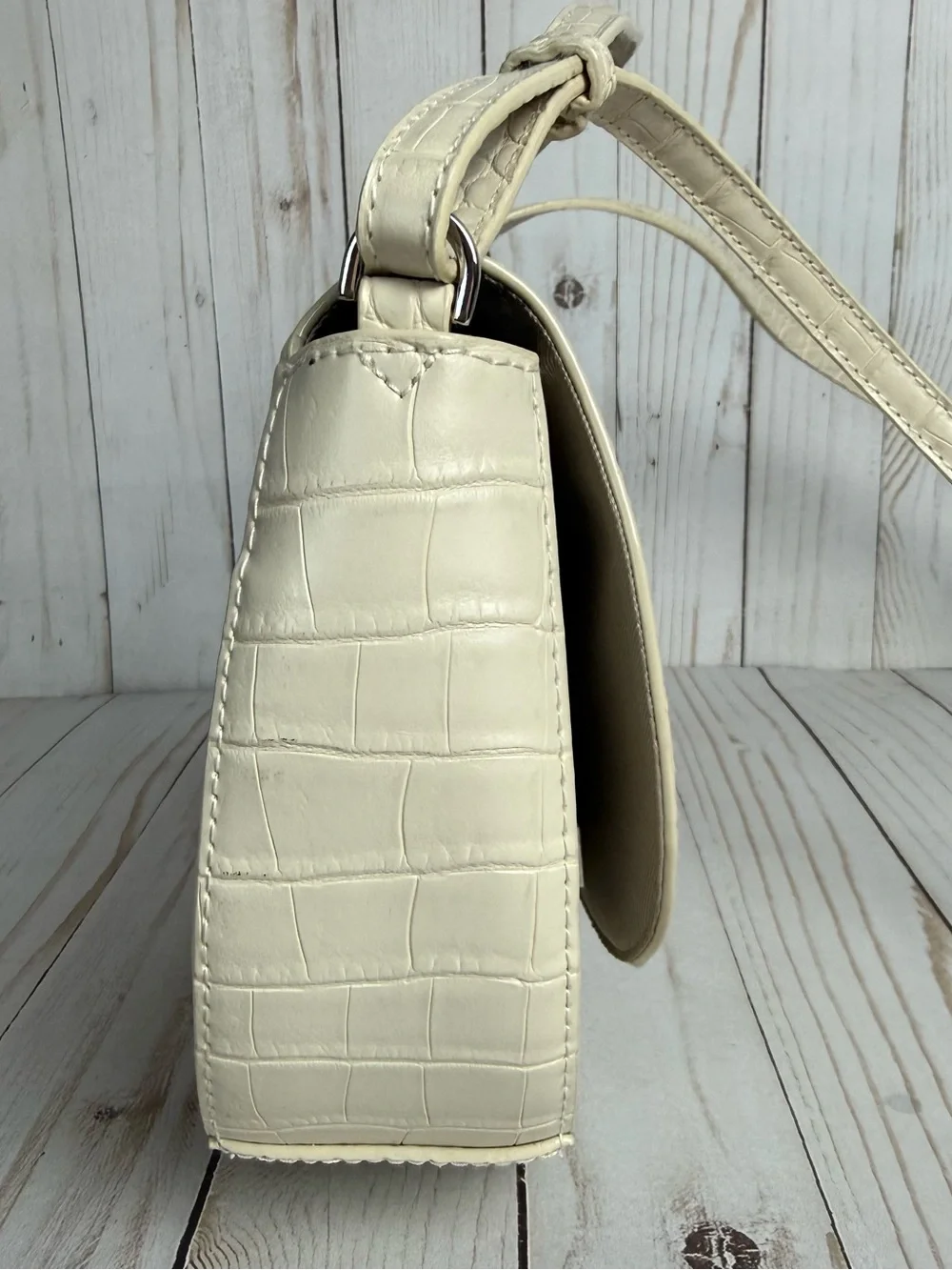 A New Day Target Ivory Faux Snakeskin Crossbody Bag Cream Purse Top Handle